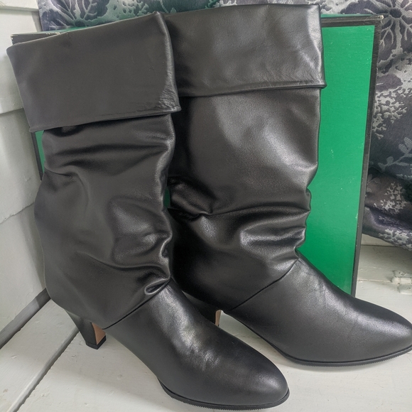 Vintage Joyce Leif Boots 6 1/2 Black Leather - Picture 2 of 7